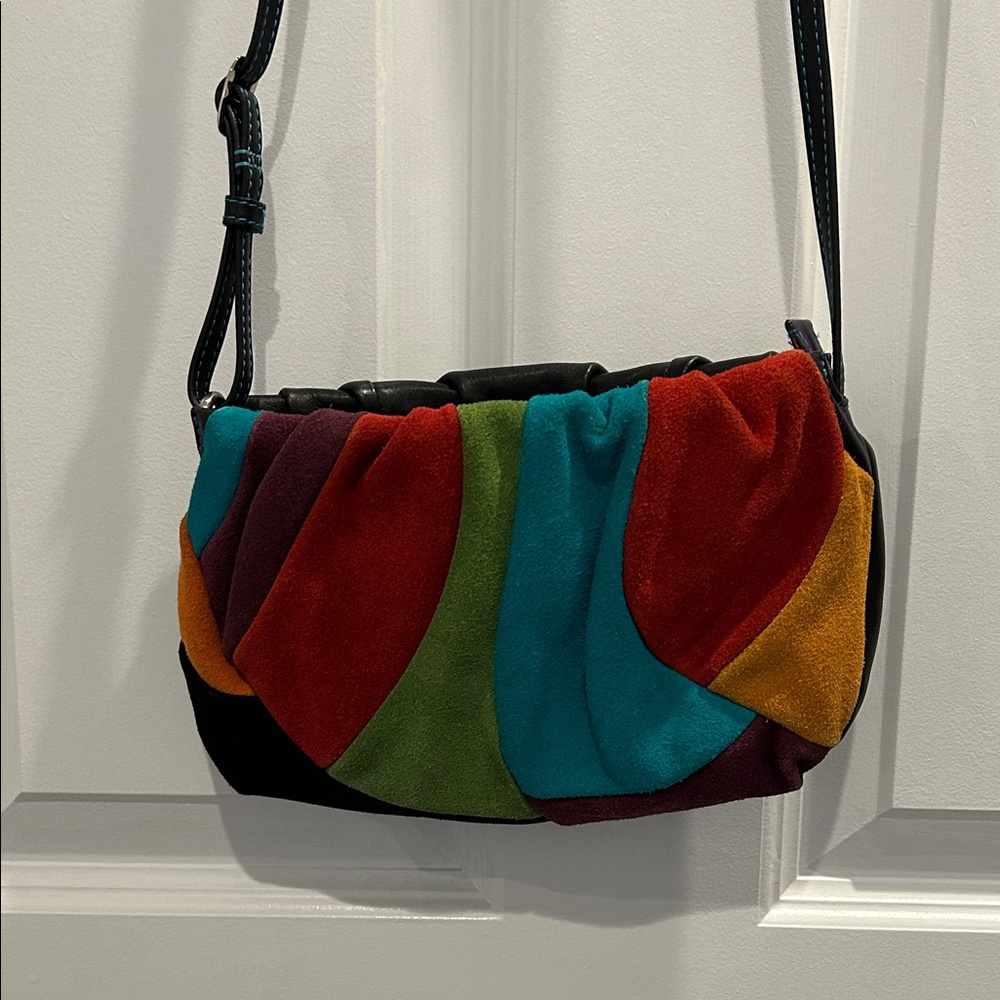 Colorful Patchwork Suede Shoulder Bag